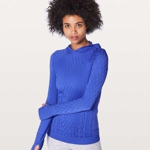 LULULEMON Restless blue hooded luxury cable activewear yoga woman running top S